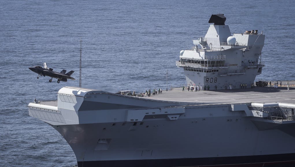 F-35B FIGHTER JETS LAND ONBOARD ROYAL NAVY AIRCRAFT CARRIER FOR FIRST TIME