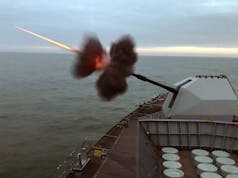 Frigate HMS Sutherland demonstrates firepower