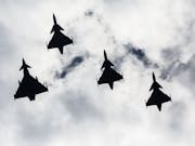 Typhoons and Gripen jets train together in Hungary