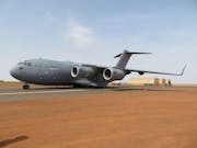 British C-17 transport delivers aid to Syria via Turkey