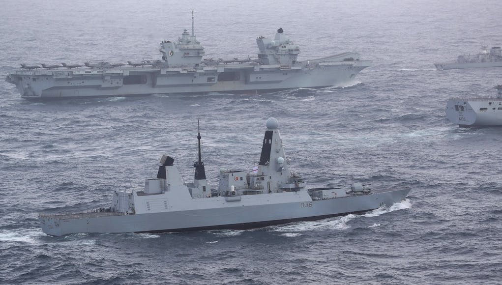 FULL UK CARRIER STRIKE GROUP ASSEMBLED FOR FIRST TIME