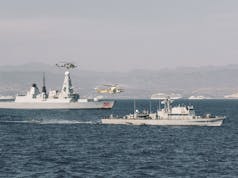 Royal Navy warships sail with Greek Cypriot forces