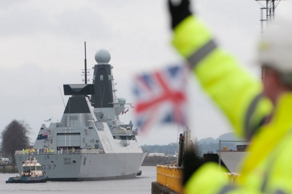 HMS Duncan is launched on the Clyde
