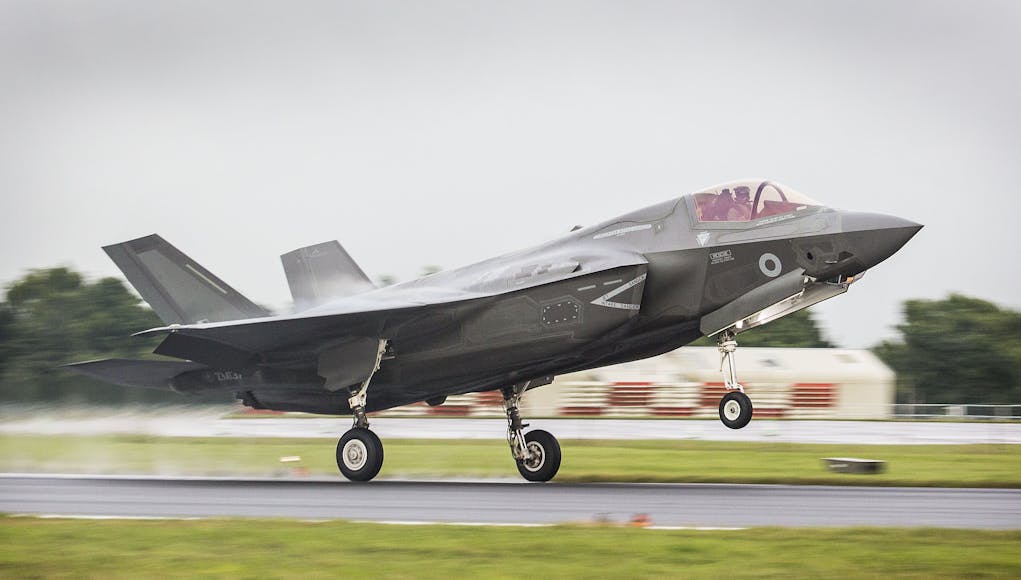 The first of Britains new supersonic stealth strike fighters has touched down in the UK